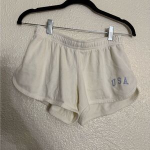 Brandy Melville John Galt USA embroidered cream drawstring sweat shorts size S